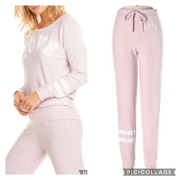 NWOT Chaser Blush Pink Love Joggers Lounge Set - Picture 2 of 16
